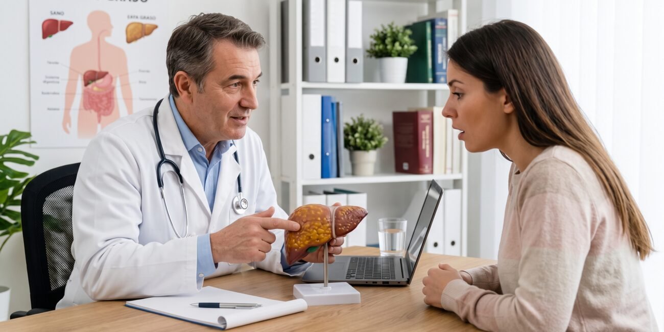 Evaluación médica de hígado graso sin consumo significativo de alcohol