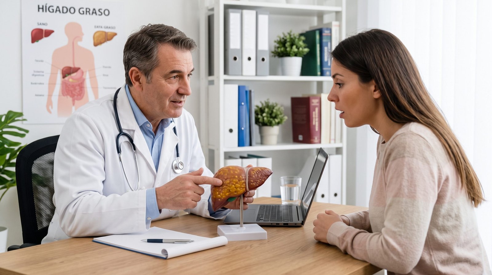 Evaluación médica de hígado graso sin consumo significativo de alcohol